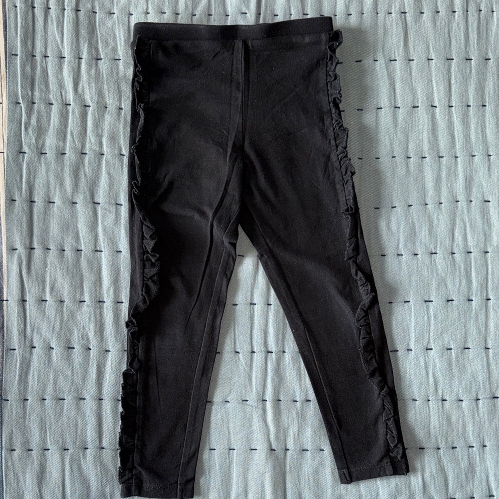 Kate Spade Kids Black Leggings with Ruffled Sides